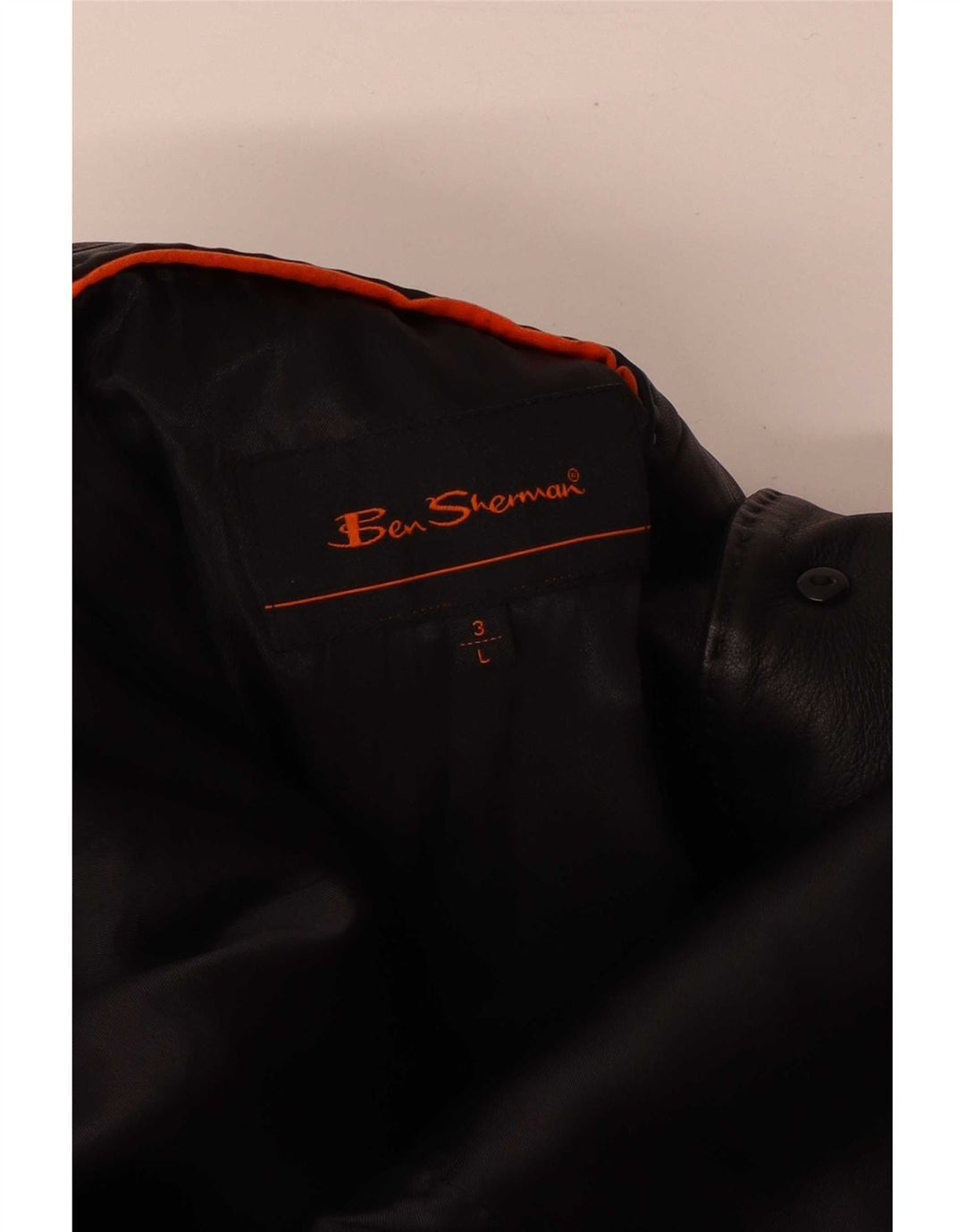 Giacca blazer in pelle da uomo a 3 bottoni Ben Sherman UK 40 grande nera