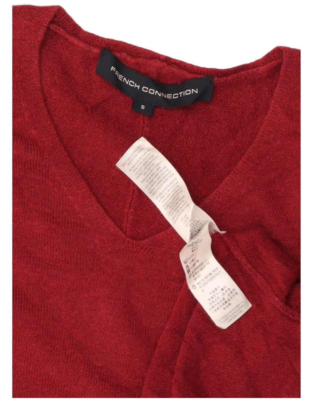 FRENCH CONNECTION Maglione da donna con scollo a V UK 10 Piccolo Borgogna