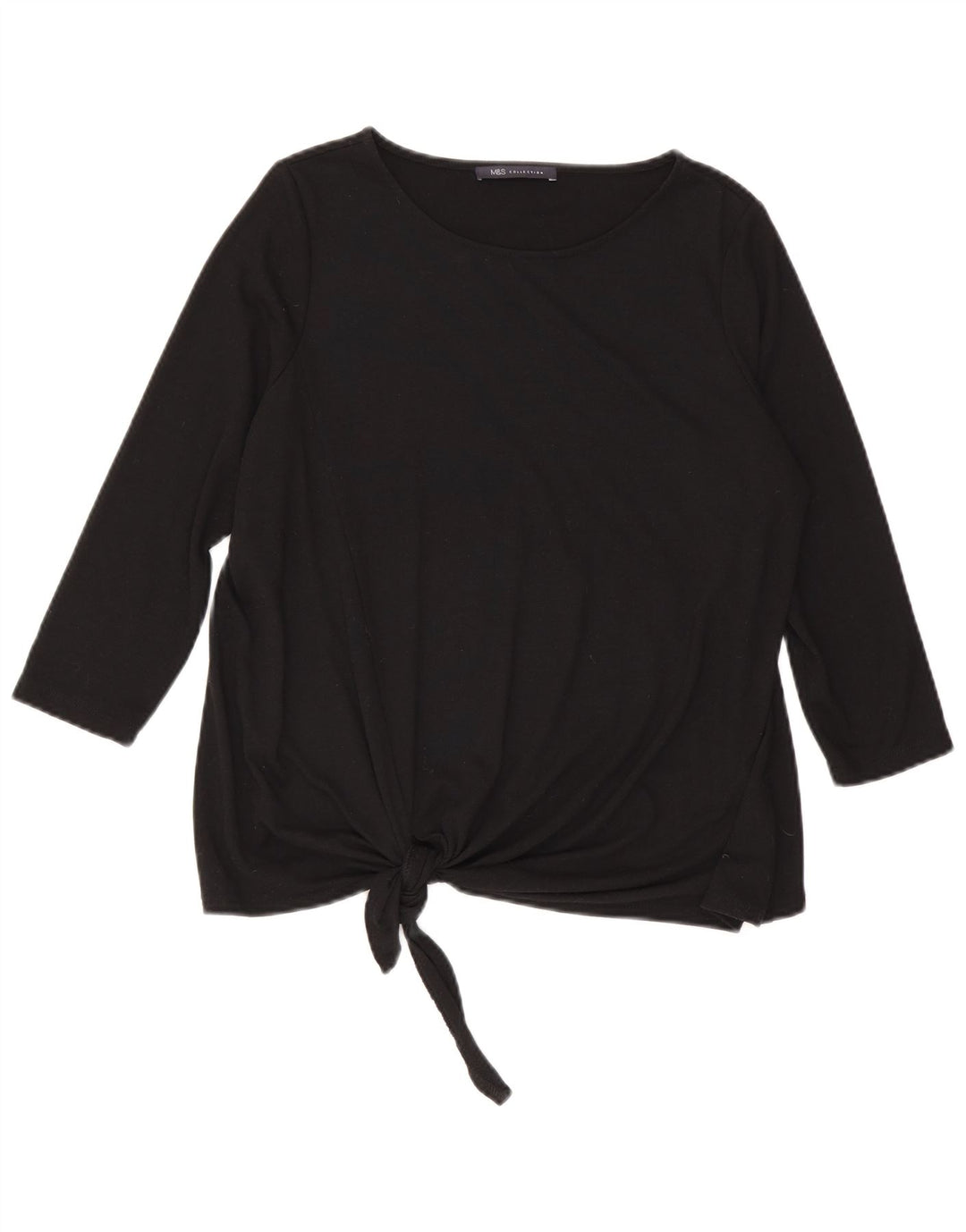 Marks & Spencer Top da donna manica 3/4 UK 12 medio poliestere nero