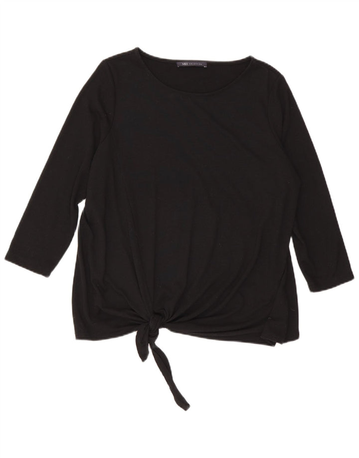 Marks & Spencer Top da donna manica 3/4 UK 12 medio poliestere nero