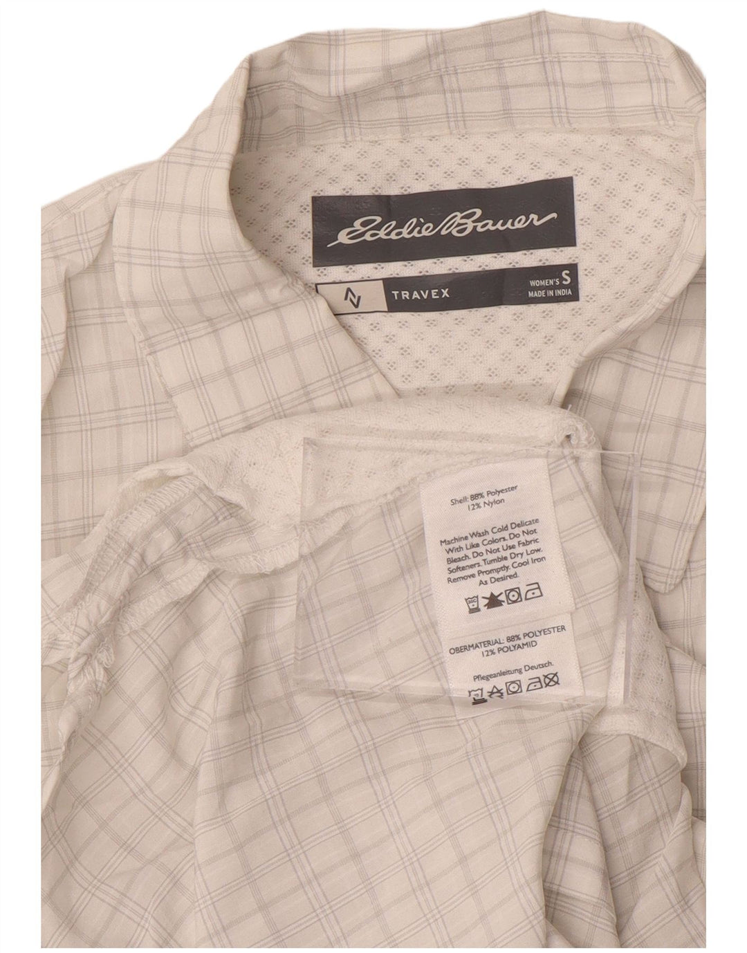 Camicia da donna EDDIE BAUER UK 10 Piccolo poliestere a quadri bianchi