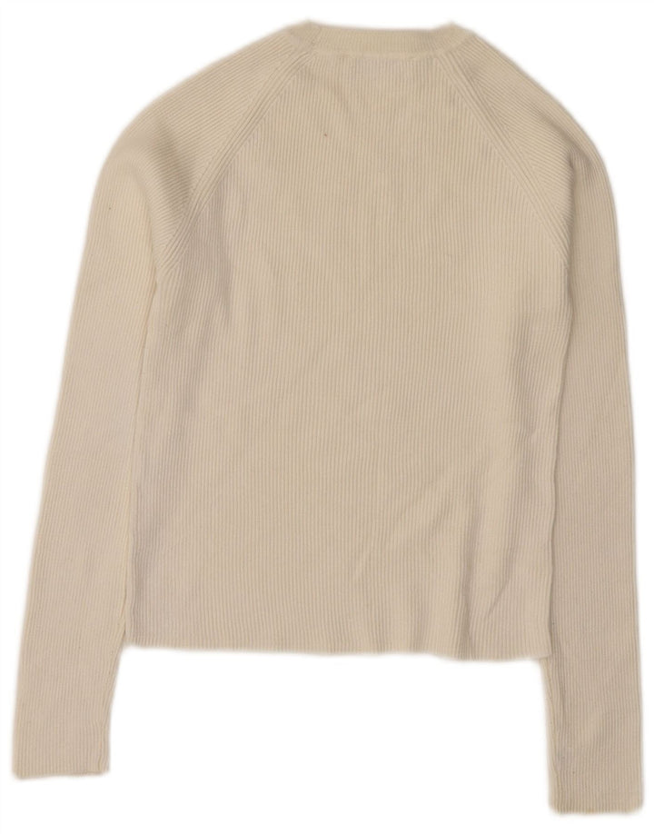 Maglione corto girocollo da donna Zara UK 12 bianco medio
