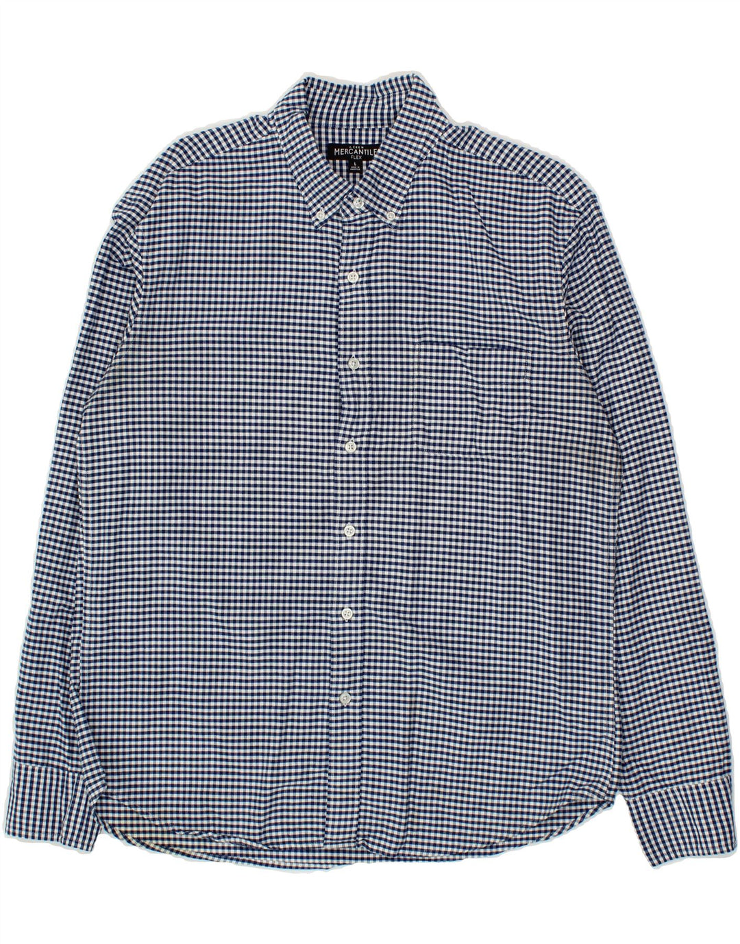 J. CREW Mens Shirt Large Navy Blue Gingham Cotton Vintage J. Crew and Second-Hand J. Crew from Messina Hembry 