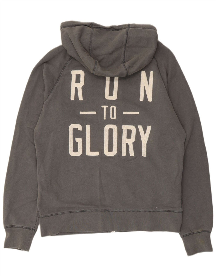 Felpa con cappuccio e zip grafica Nike da uomo in cotone grigio medio