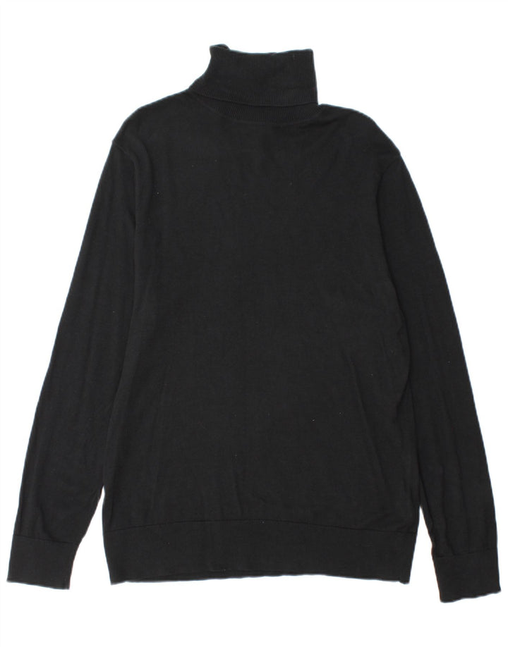 Maglione maglione collo alto da donna Chaps UK 16 grande cotone nero