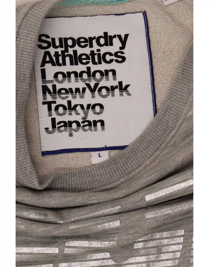 Felpa con grafica da donna Superdry Maglione UK 16 Large Grey Flecked