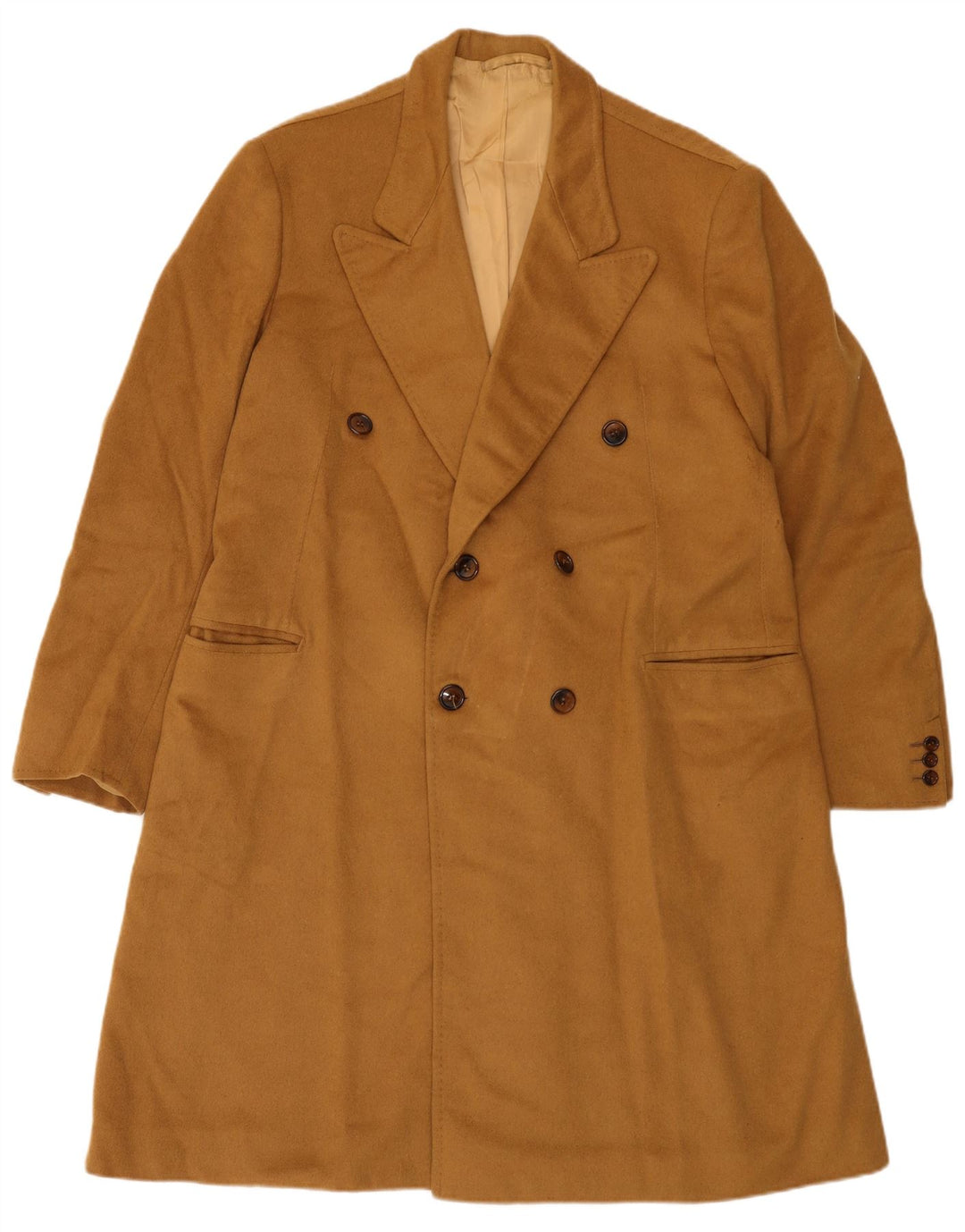 Cappotto doppiopetto vintage da uomo UK 36 piccolo beige