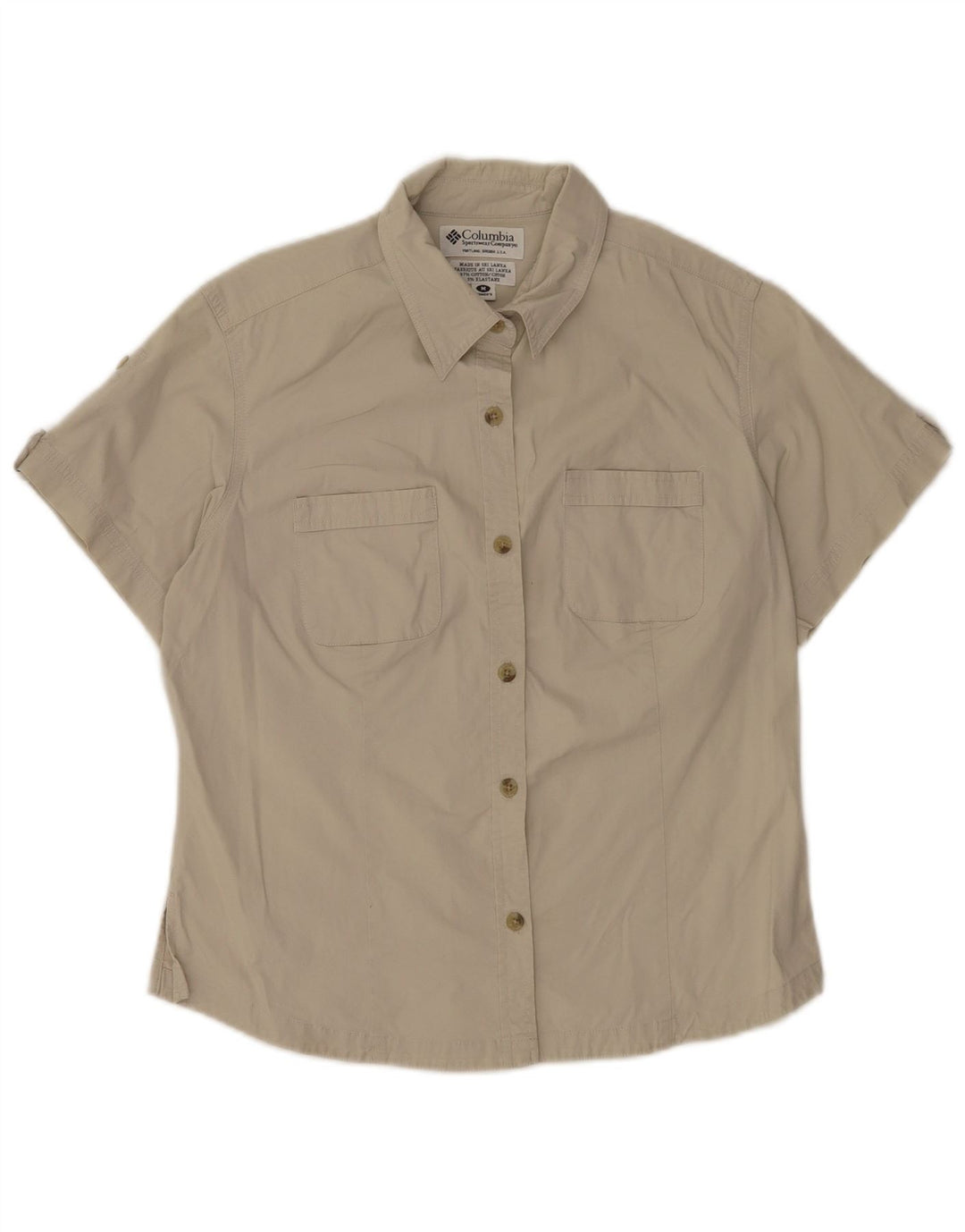 Camicia a maniche corte da donna Columbia UK 14 Cotone beige medio