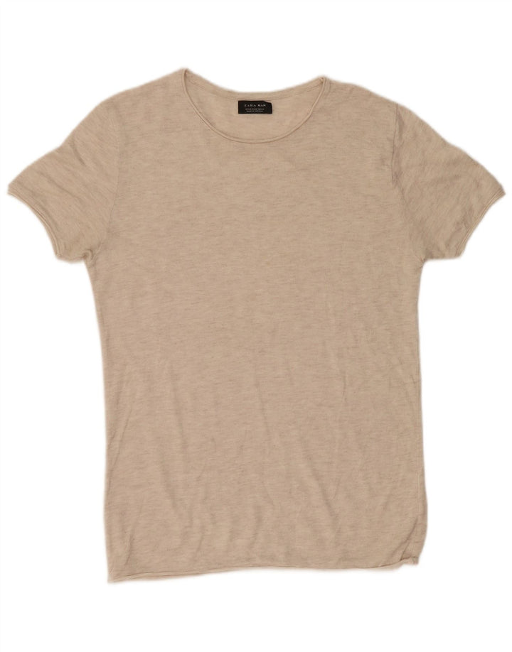 T-shirt Zara da uomo Top beige medio chiazzato