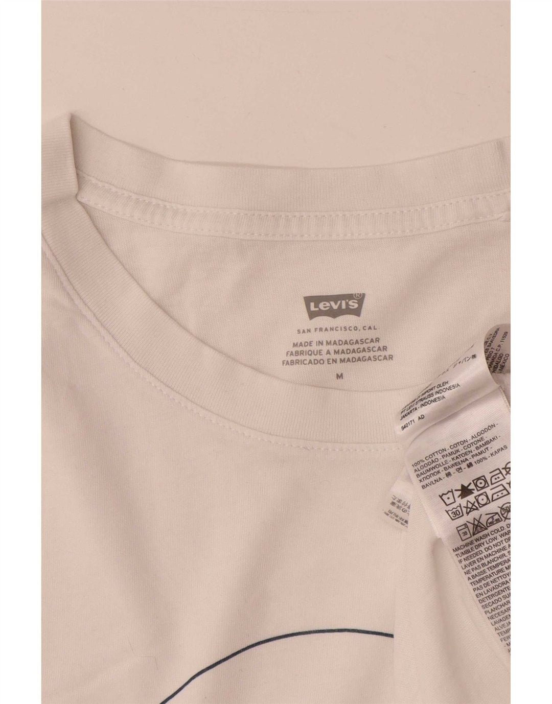 T-shirt grafica da donna Levi's Top UK 14 cotone bianco medio