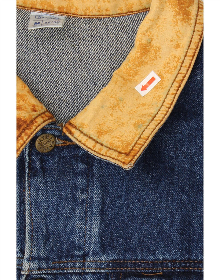 MASH Mens Denim Gilet IT 48 Medium Blue Cotton