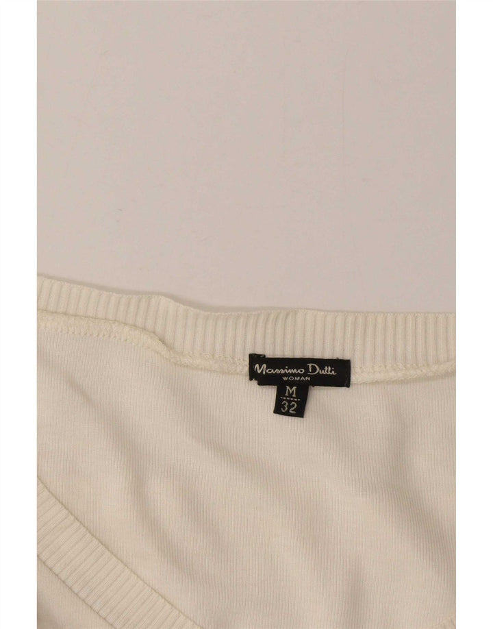 Maglione maglione corto con scollo a V da donna Massimo Dutti UK 12 medio bianco sporco