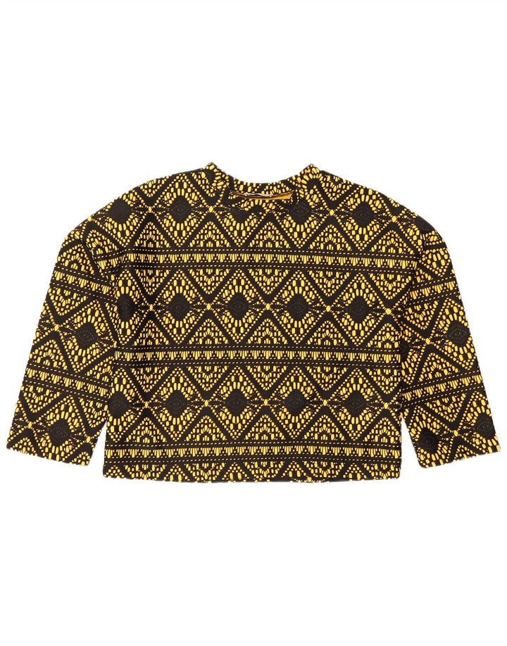 Top Zara Trafaluc da donna oversize manica 3/4 UK 10 piccolo nero geometrico