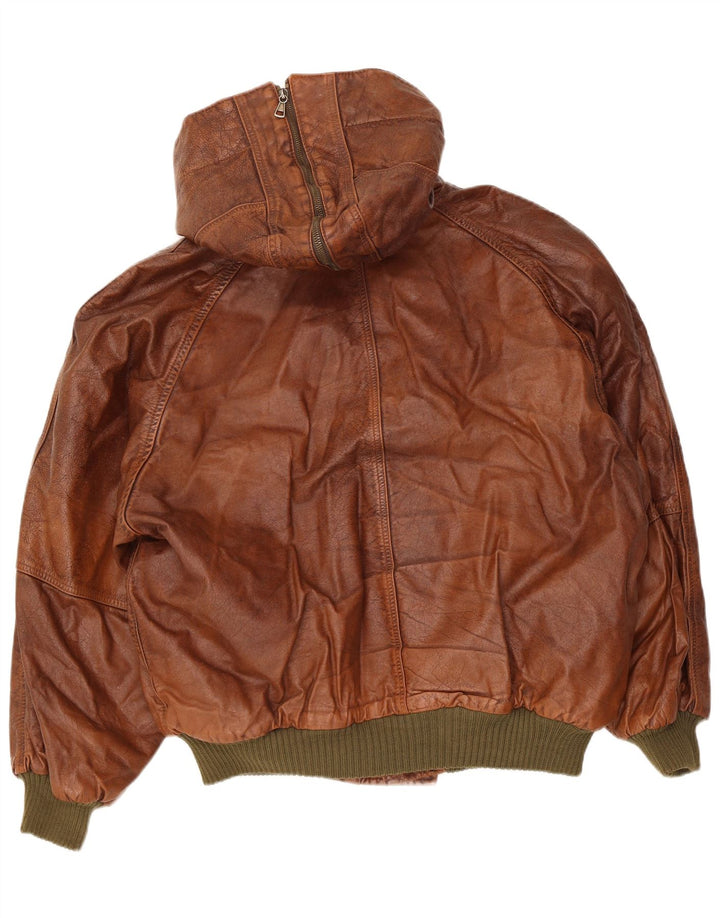 Giacca in pelle con cappuccio da uomo Charro UK 40 Large Pelle color block marrone