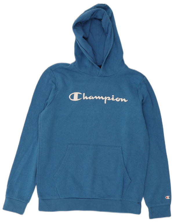 Maglione con cappuccio grafico per ragazzi CHAMPION 13-14 anni XL in cotone blu