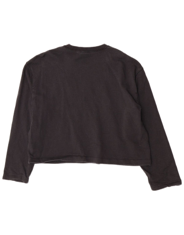 Adidas Donna Top Corto Oversize con Grafica Manica Lunga UK 8 Small Nero