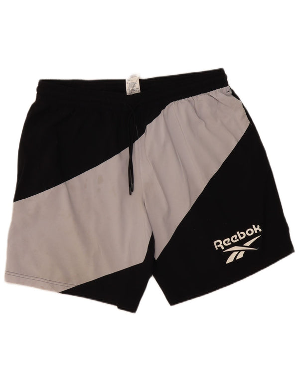 Pantaloncini sportivi Reebok da uomo con grafica XL, poliestere color block nero