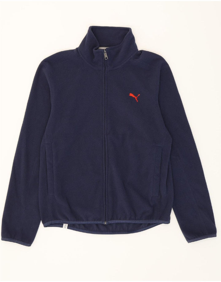 PUMA Mens Fleece Jacket UK 38 Medium Navy Blue Polyester Vintage Puma and Second-Hand Puma from Messina Hembry 
