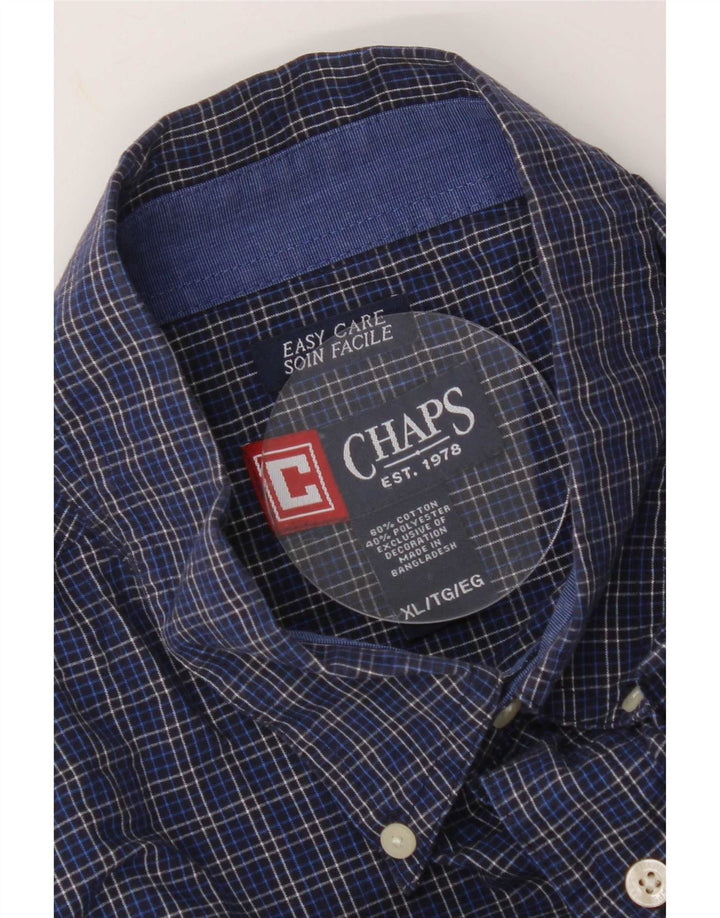 Camicia Chaps da uomo Easy Care XL in cotone a quadri blu navy