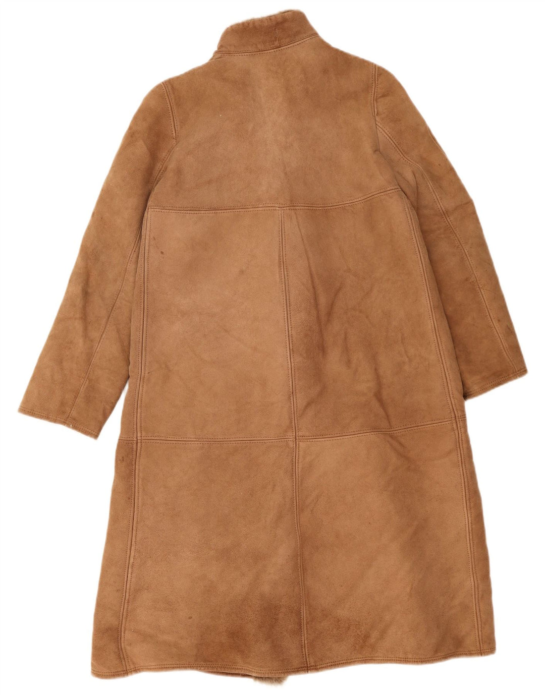 Cappotto in shearling vintage da donna IT 44 in pelle marrone medio