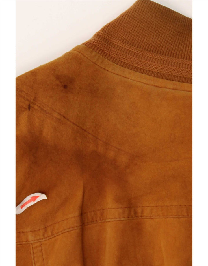 Giubbotto bomber vintage in pelle scamosciata da donna UK 18 XL Marrone
