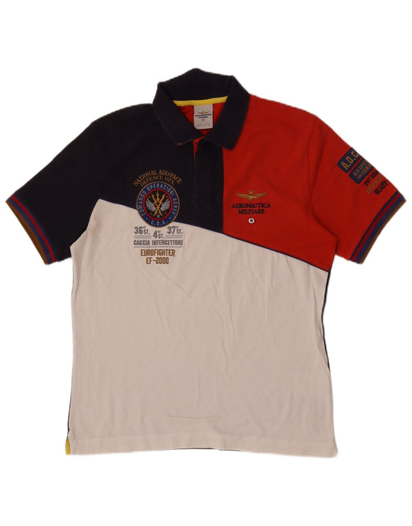 Polo da rugby da uomo Aeronautica Militare Large Blu Navy Colourblock