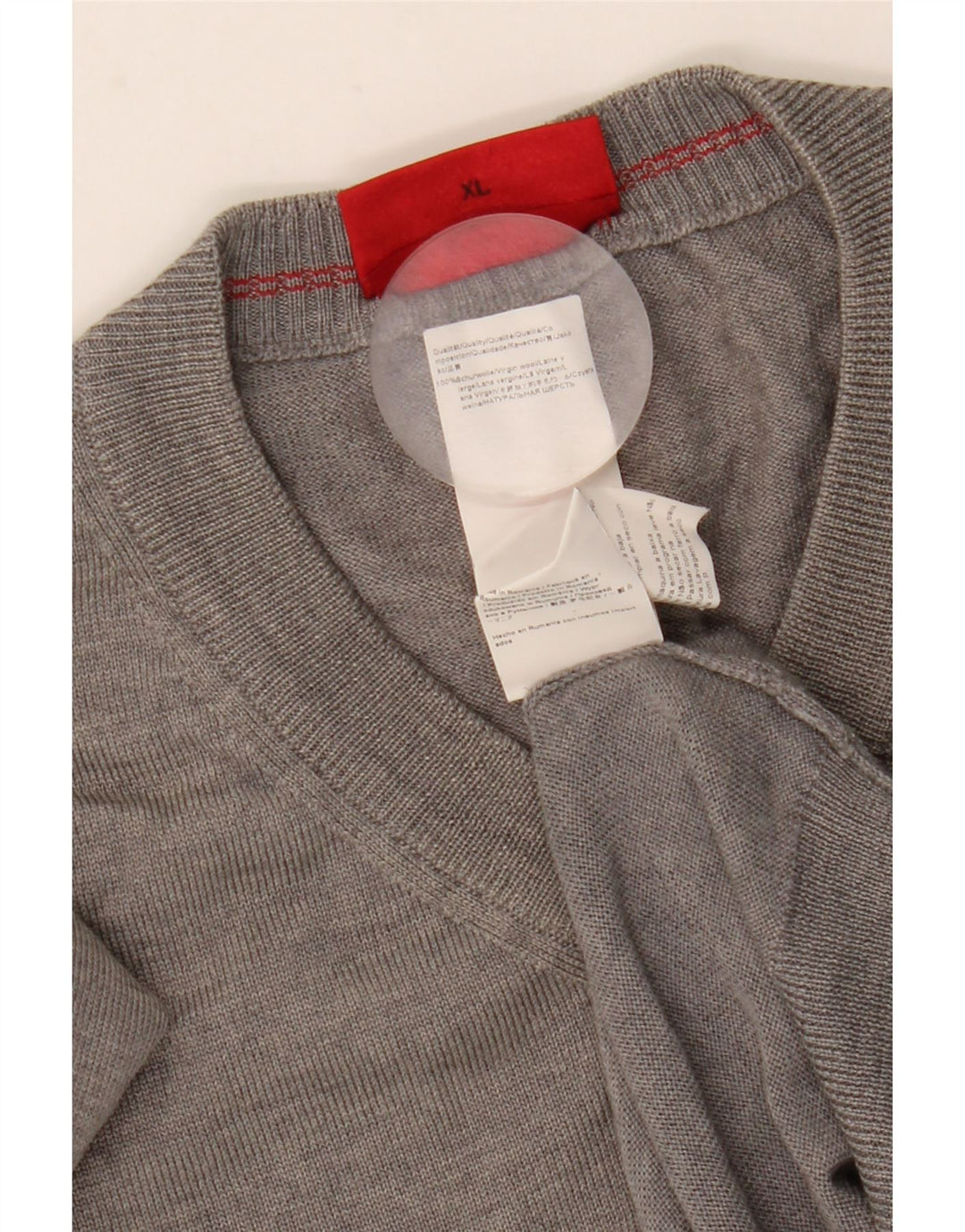 Hugo Boss Maglione da uomo con scollo a V XL in lana grigia