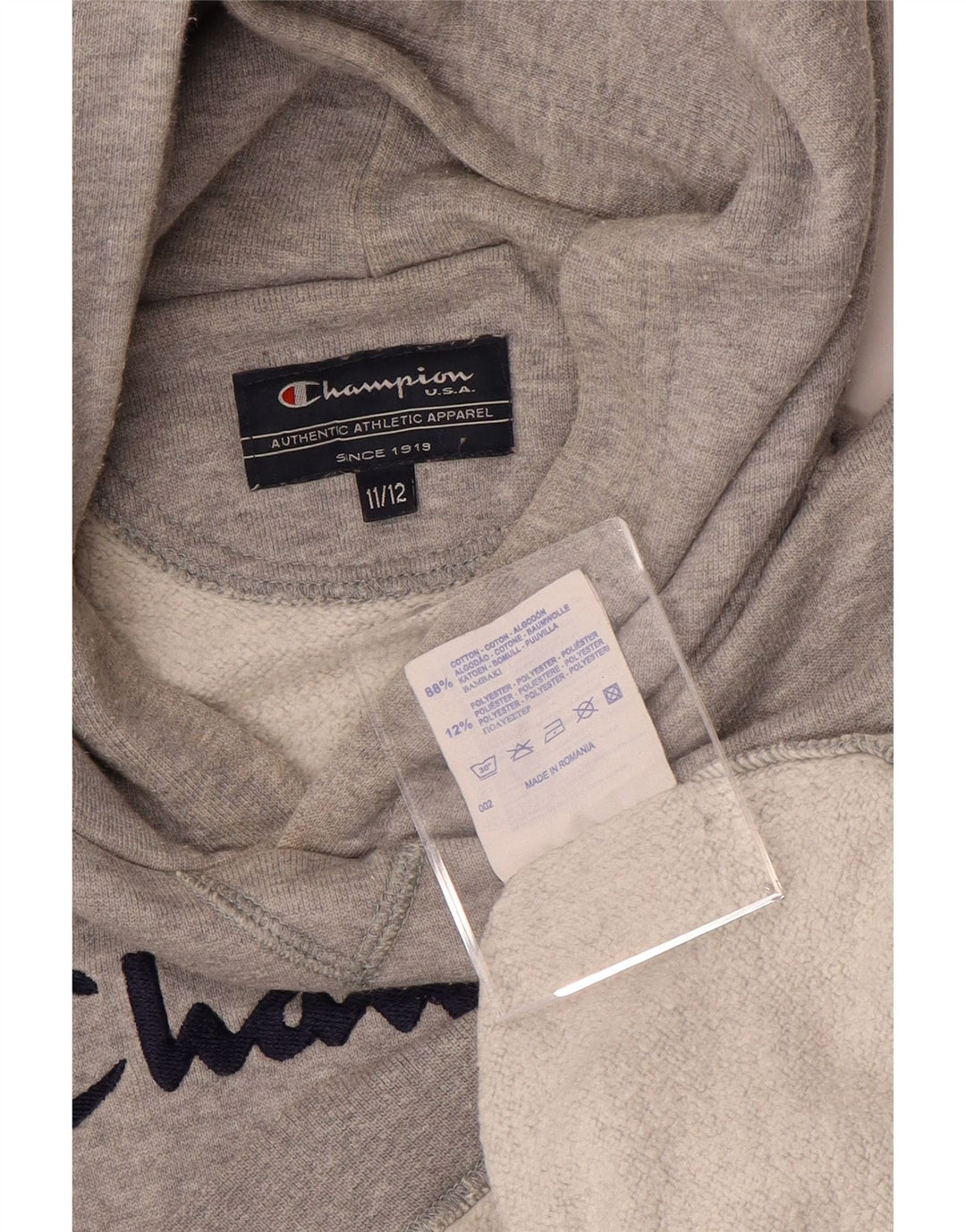 Maglione con cappuccio grafico per ragazzi CHAMPION 11-12 anni in cotone grigio