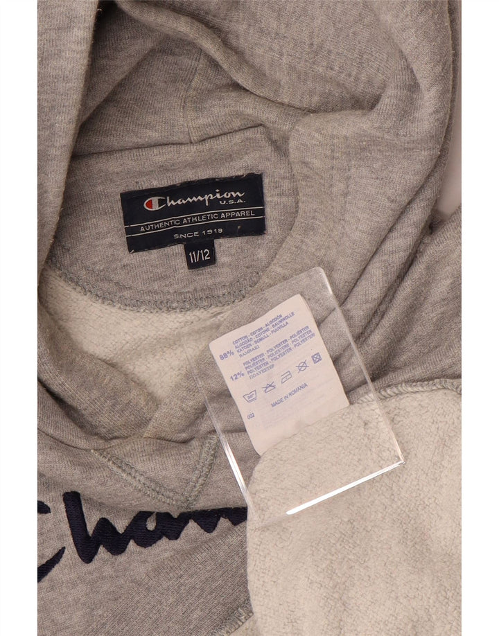 Maglione con cappuccio grafico per ragazzi CHAMPION 11-12 anni in cotone grigio