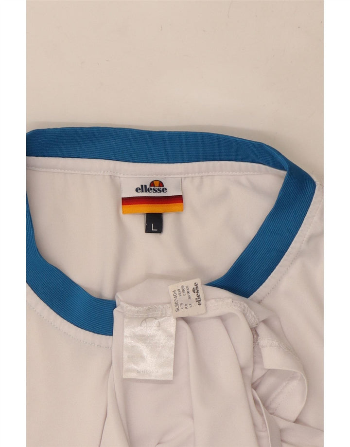 ELLESSE T-shirt grafica da uomo Top grande in poliestere bianco