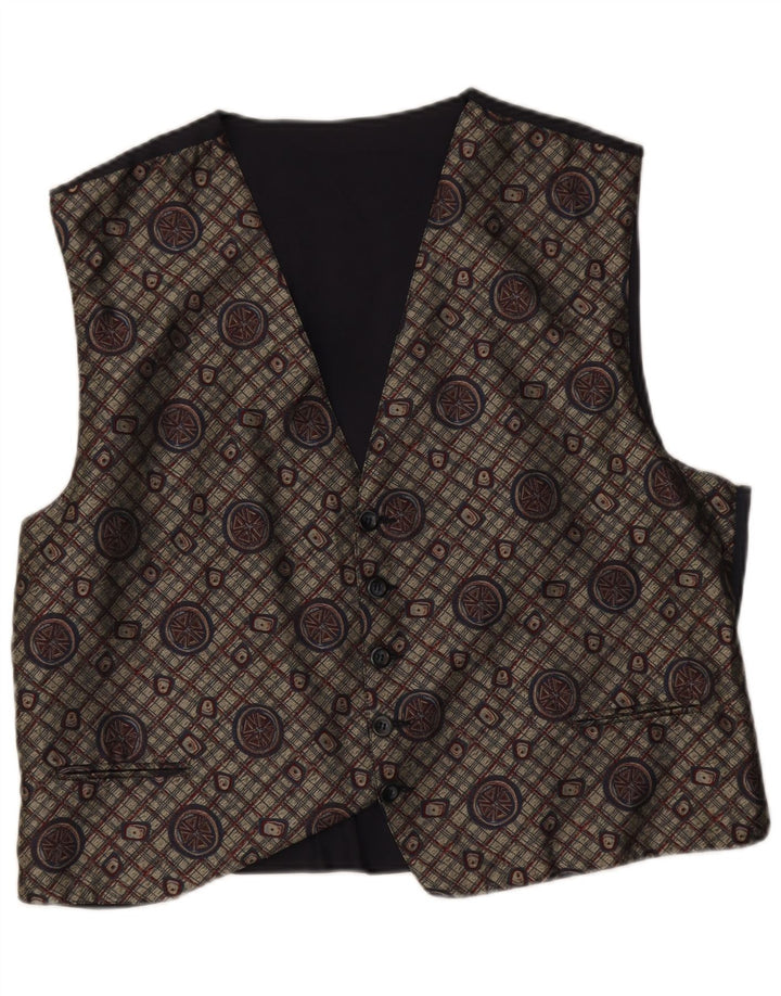 Gilet vintage da uomo con motivo astratto, grande, grigio retrò