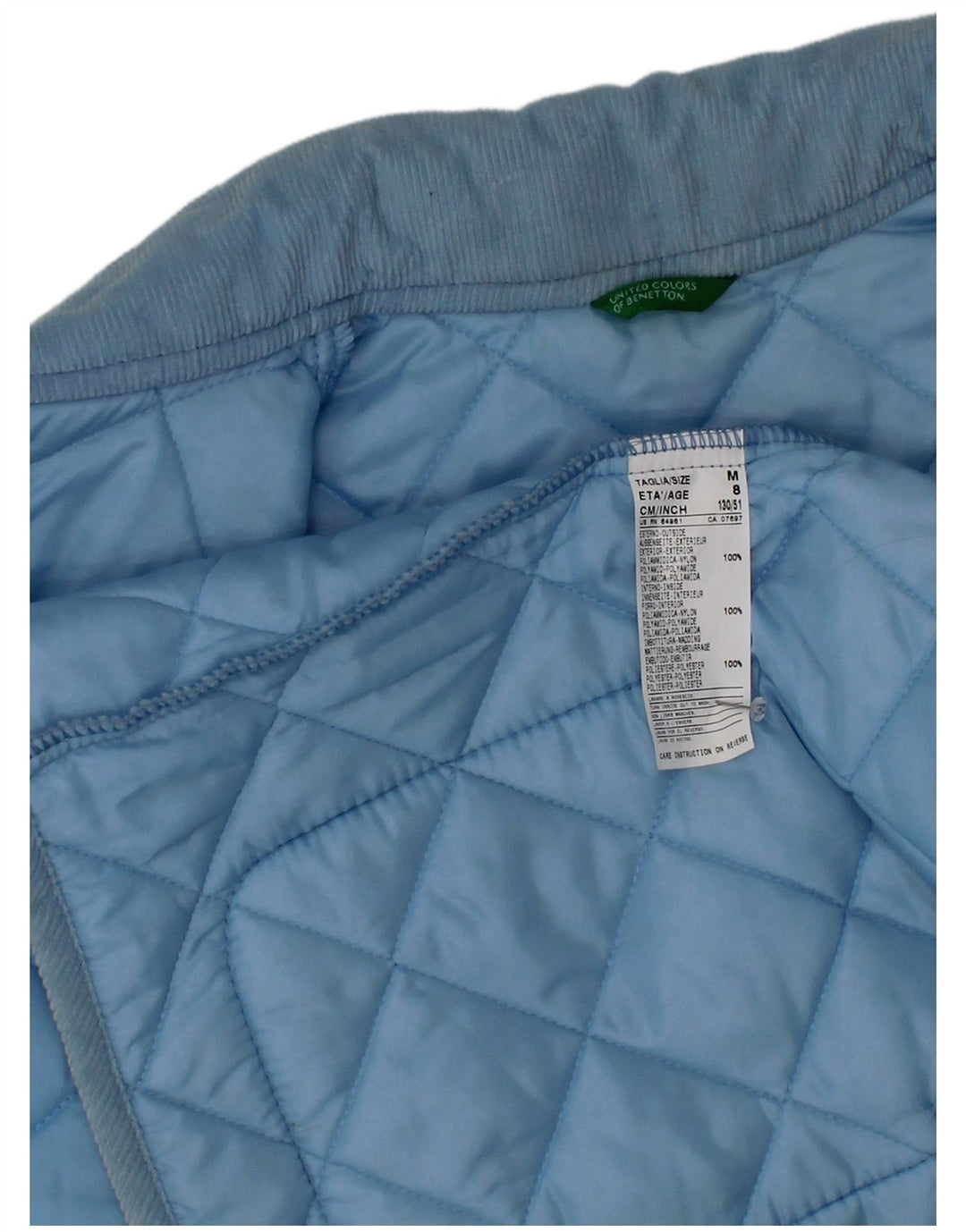 Giubbotto Trapuntato Bambino Benetton 7-8 Anni Nylon Blu Medio