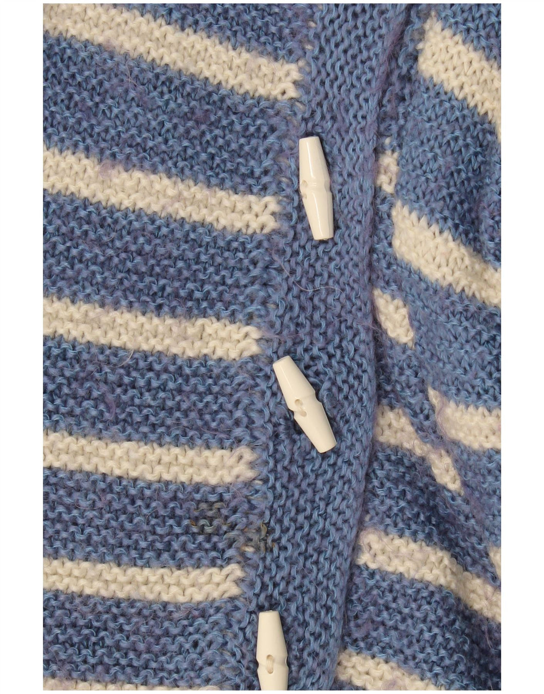 Maglione cardigan da donna vintage UK 10 piccolo a righe blu