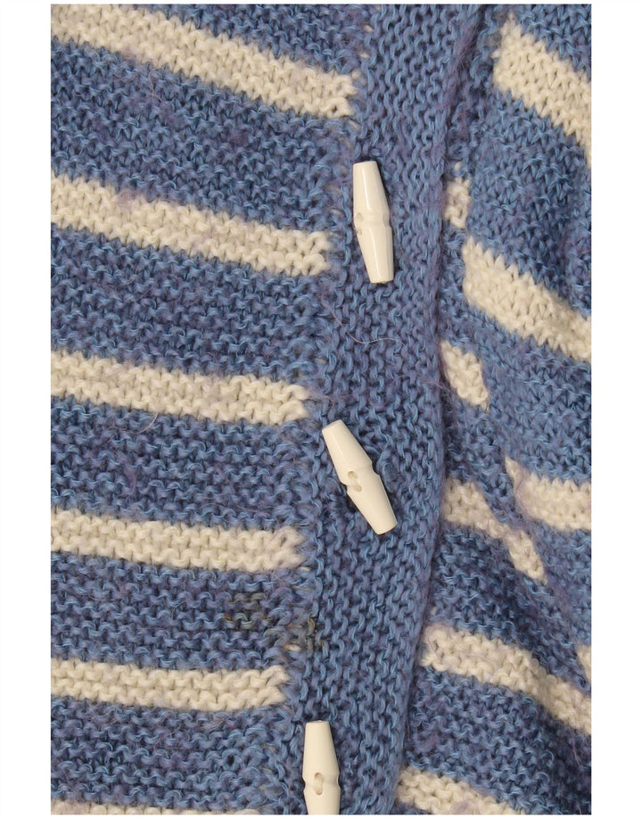 Maglione cardigan da donna vintage UK 10 piccolo a righe blu