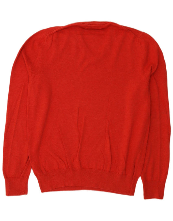 Maglione da uomo con scollo a V Marks & Spencer in cotone rosso medio