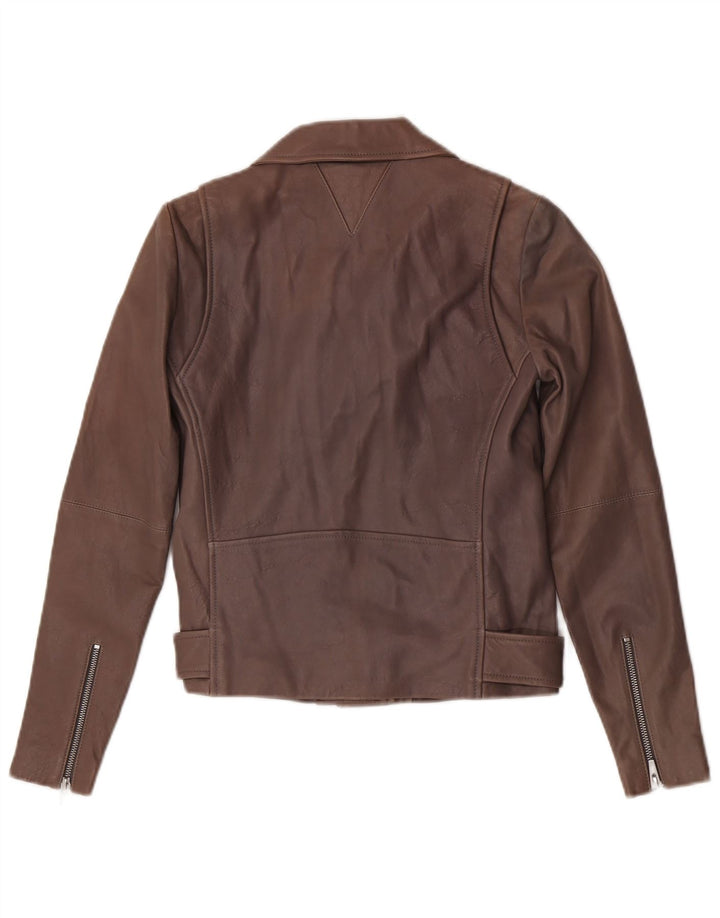 Giacca da motociclista in pelle da donna Veda UK 8 piccola pelle di agnello marrone