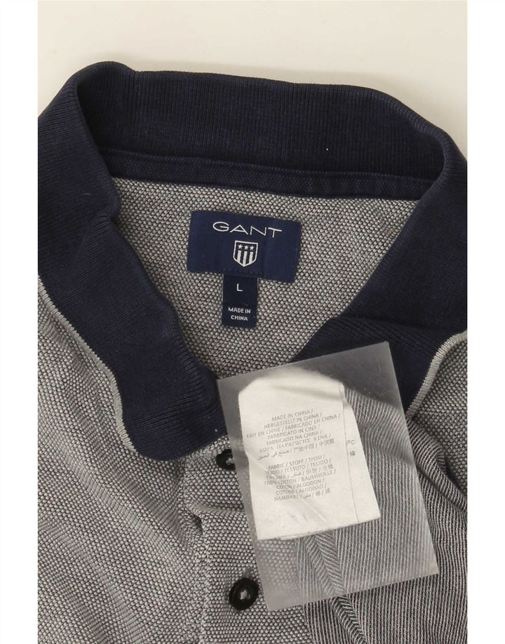 Polo da uomo Gant grande in cotone grigio