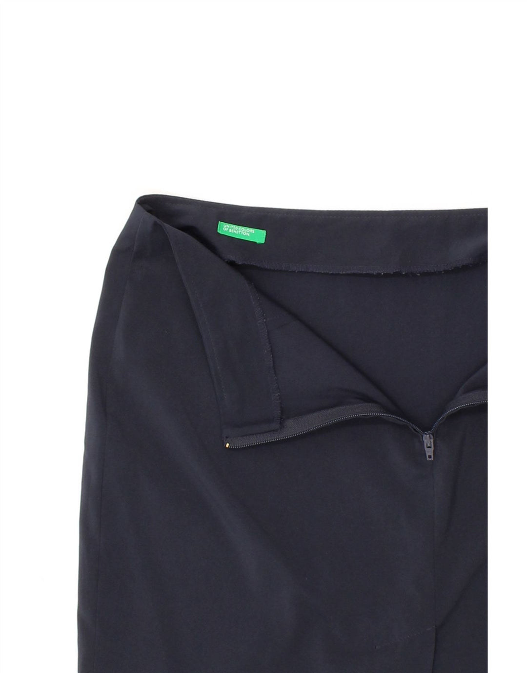 BENETTON Womens Midi Skirt W28 Medium Navy Blue Polyester Vintage Benetton and Second-Hand Benetton from Messina Hembry 