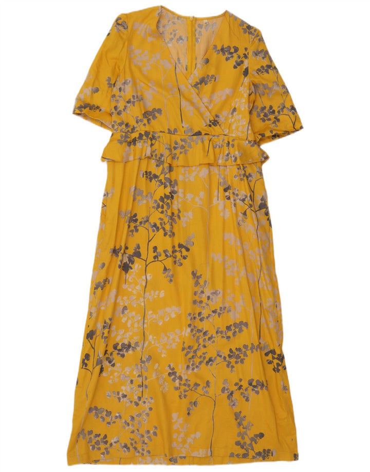 Abito lungo da donna vintage IT 44 giallo medio floreale