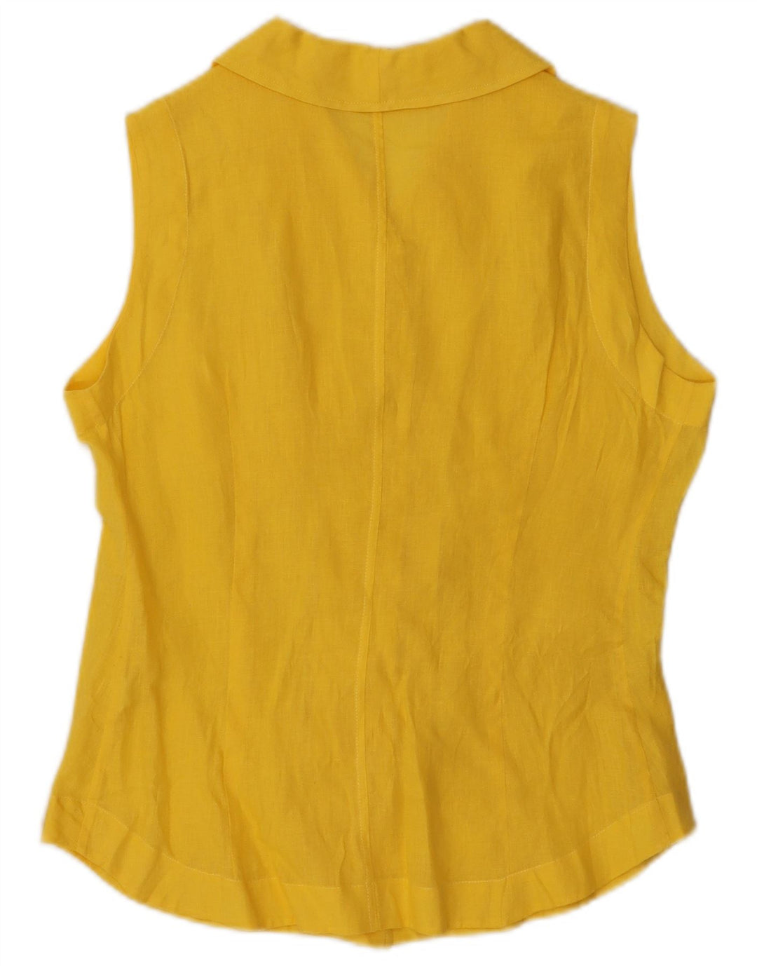 Camicetta senza maniche da donna VINTAGE UK 14 Lino giallo medio