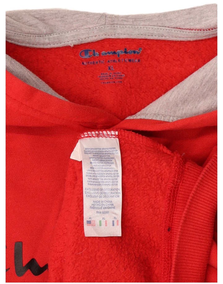 Felpa con cappuccio grafica Champion da bambino 13-14 anni XL in cotone rosso