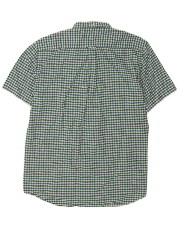 Gant Camicia da uomo a maniche corte vestibilità regolare taglia 18 45/46 2XL verde a quadretti