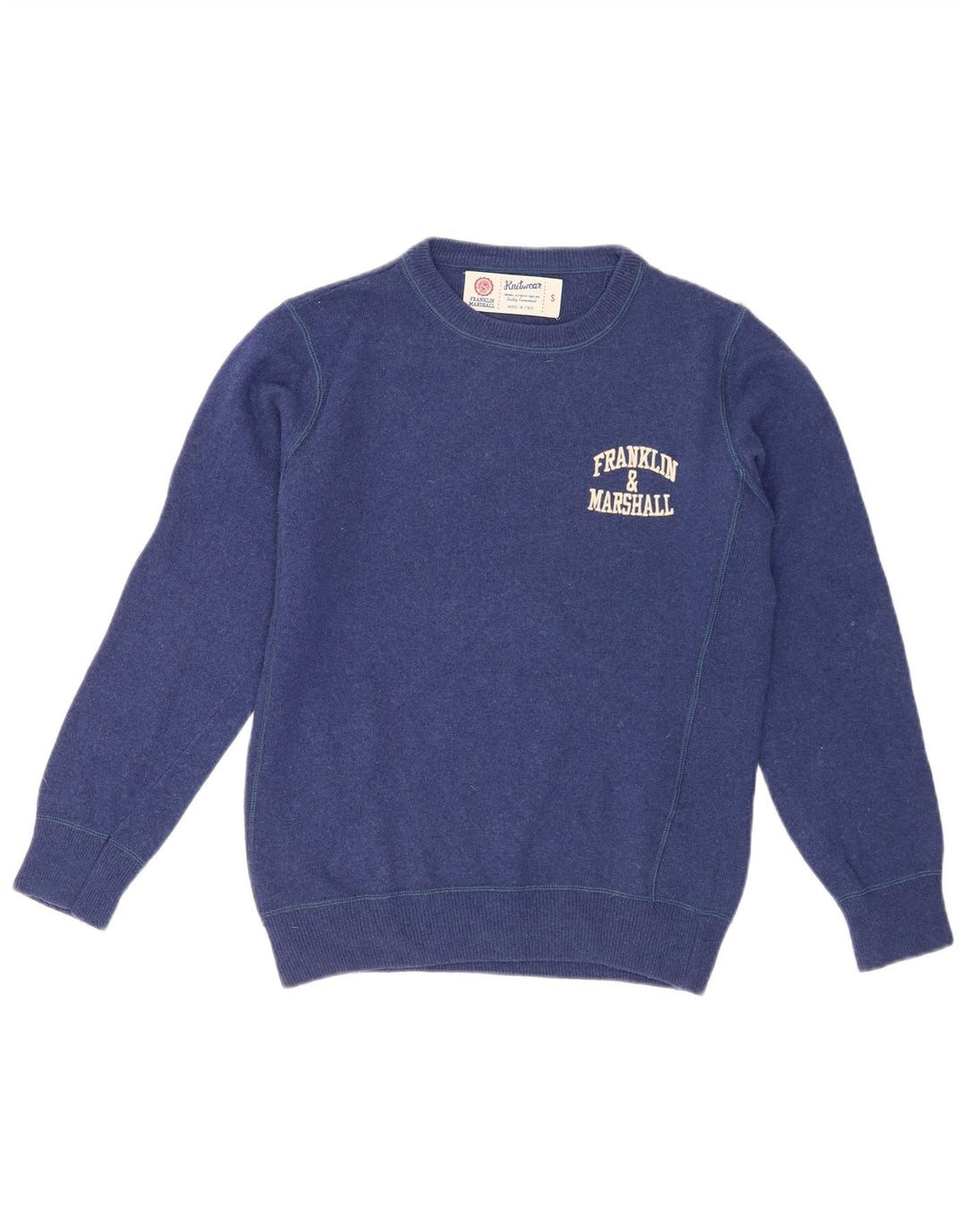 Maglione maglione girocollo grafico da uomo Franklin Marshall piccolo blu navy