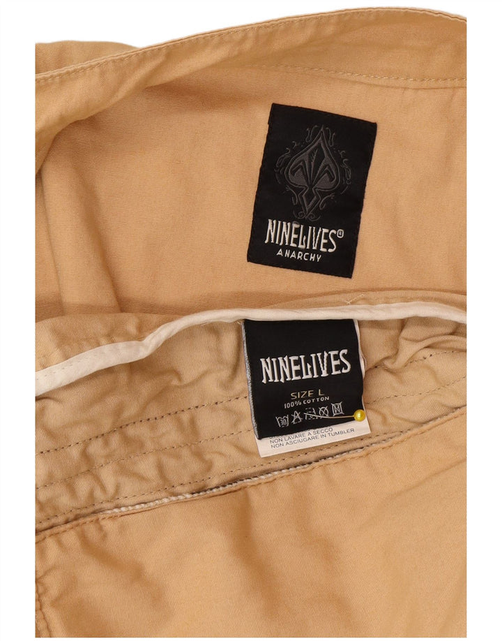 Giubbotto bomber da uomo Nine Lives Anarchy UK 40 Large Beige Colourblock Cotton