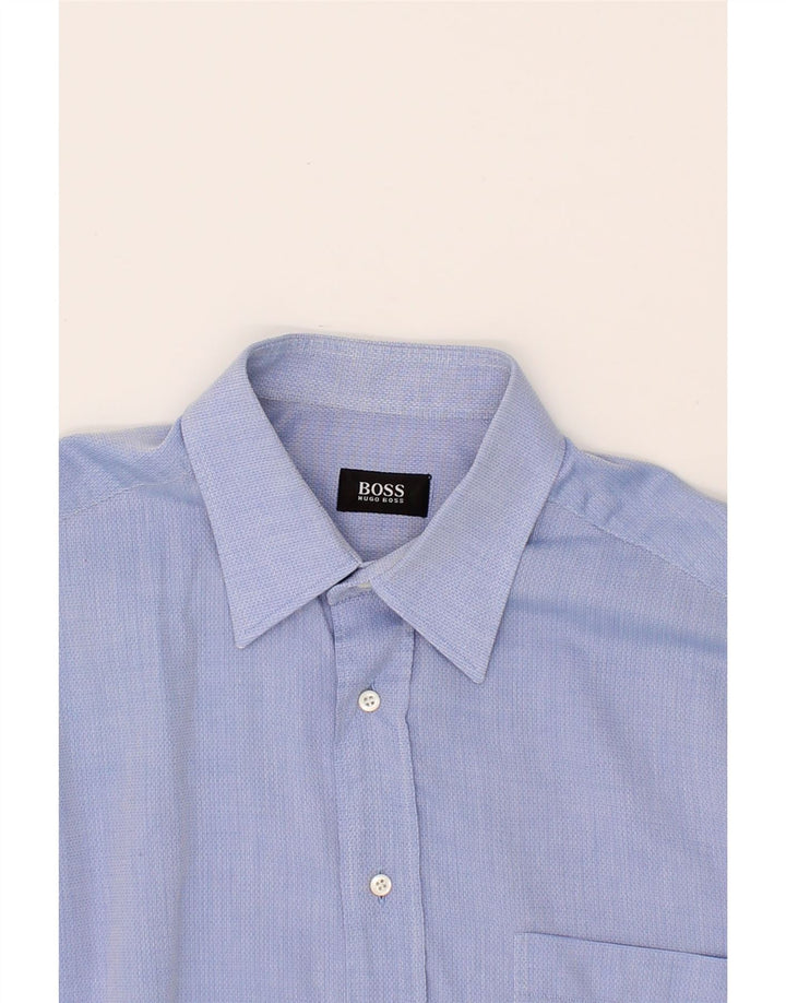 HUGO BOSS Mens Short Sleeve Shirt Large Purple Vintage Hugo Boss and Second-Hand Hugo Boss from Messina Hembry 