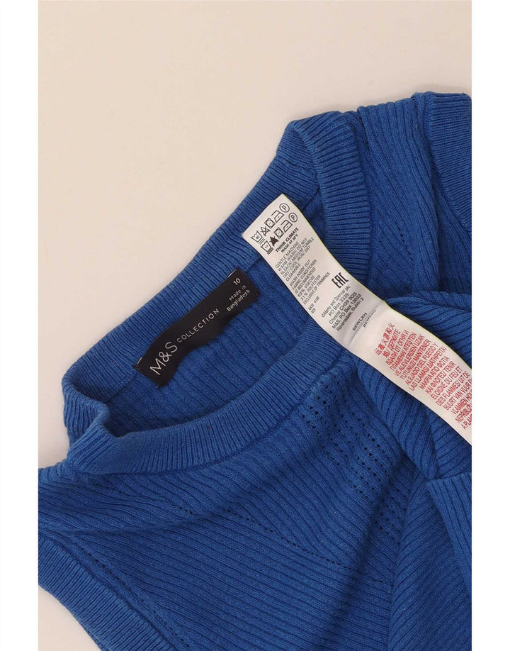 Canotta corta da donna Marks & Spencer UK 10 piccola viscosa blu