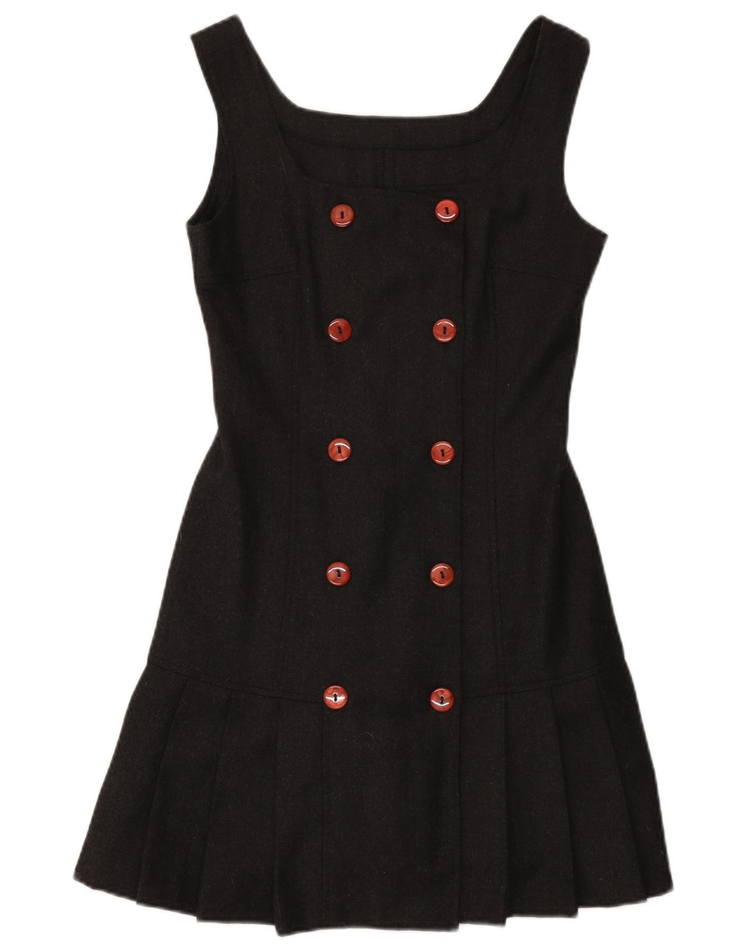 Abito vintage da donna senza maniche a trapezio IT 40 piccolo in lana grigia