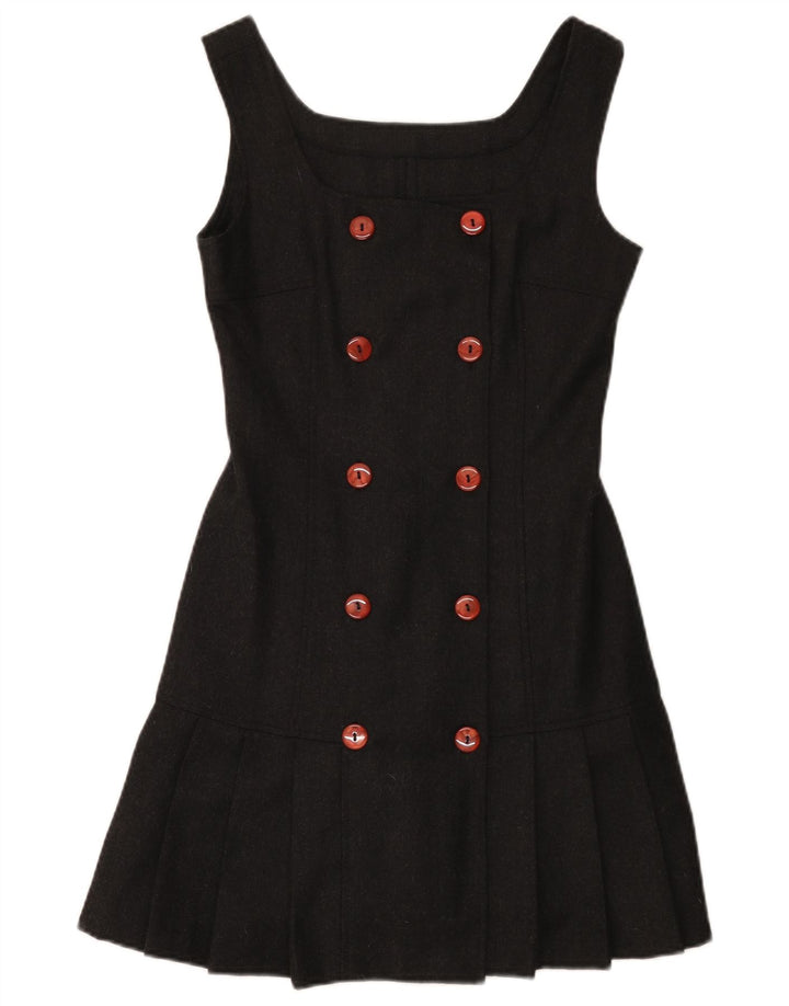 Abito vintage da donna senza maniche a trapezio IT 40 piccolo in lana grigia