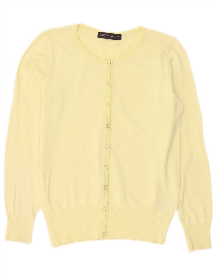 Maglione cardigan da donna Marks & Spencer UK 8 piccolo viscosa gialla