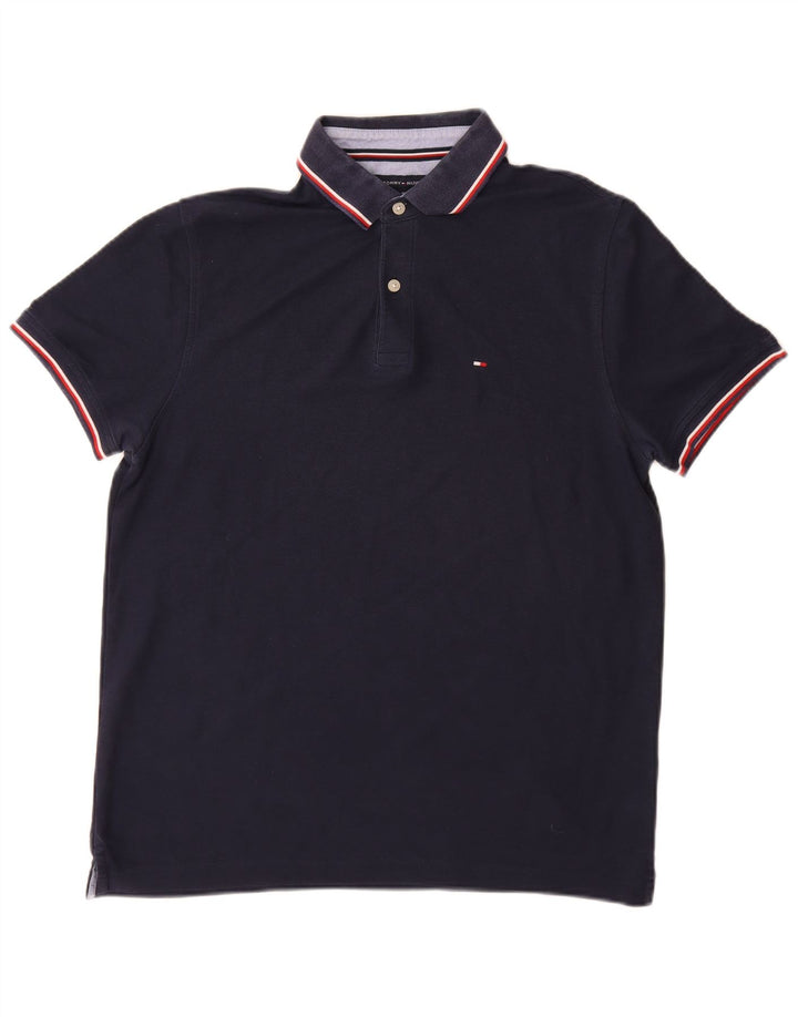 Polo da uomo Tommy Hilfiger media cotone blu navy